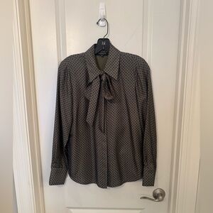 Lafayette 148 New York Circle Pattern Blouse 100% Silk XS
